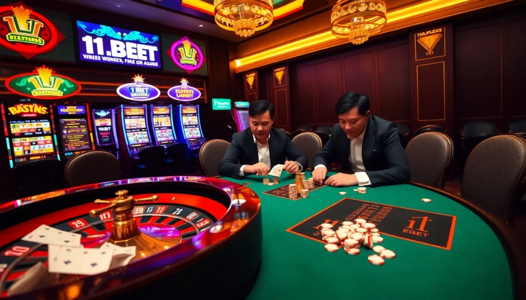 Experience thrilling poker action at 11BET’s stylish casino tables filled with exciting games.